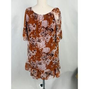 Elena‎ Baldi Medium Italy Lined Silk Shift Mini Dress Quiet Luxury Floral Dainty